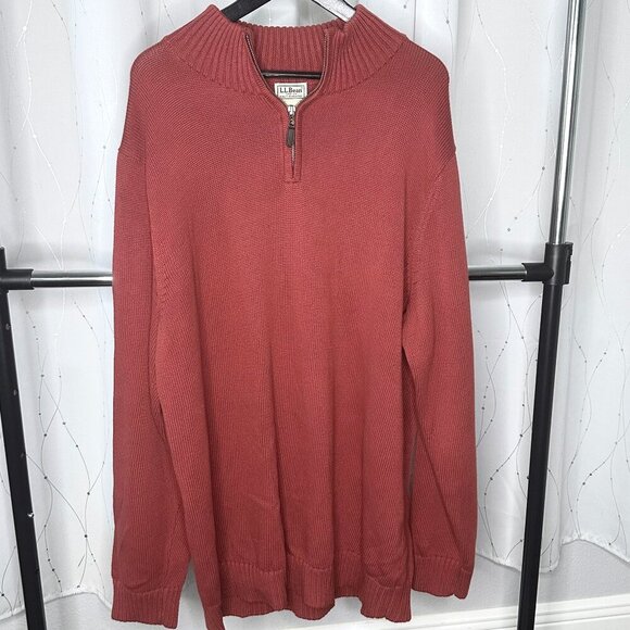 LL Bean Men's Long Sleeve 3/4 Zip Maroon Pullover Sweater.   Make Offer! - Picture 1 of 2